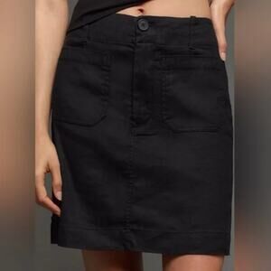 Maeve Skirt XXS The Colette Mini Black Linen Utility High Rise Casual Night Out